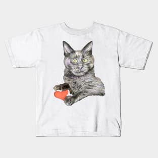 Grey Cat Oliver Kids T-Shirt